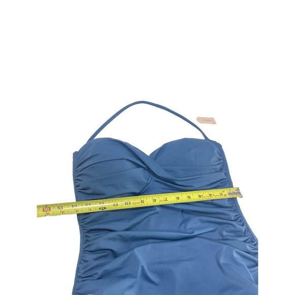 Petrol Blue Size 16 One Piece Bathing Suit Ruching 50s Retro Style, New - Picture 9 of 10